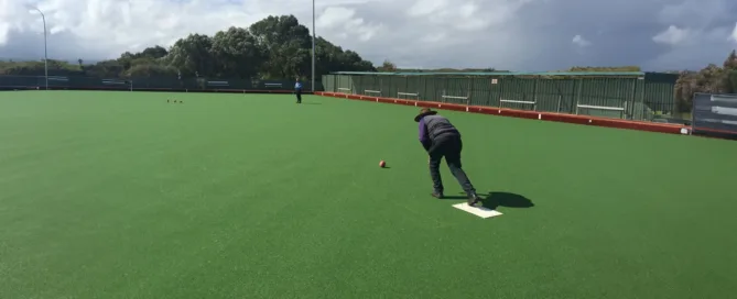 Excel Ultra Max synthetic bowling green surface with dense 36-stitch pattern