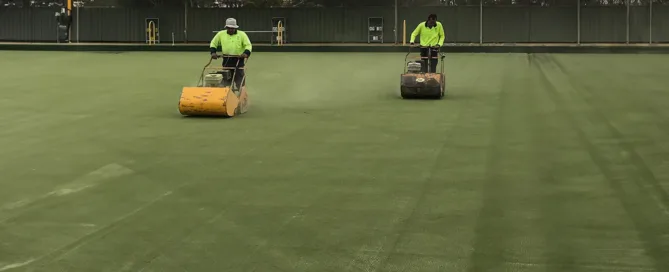 Professional synthetic grass bowling green installation in Western Australia by Green Planet Grass